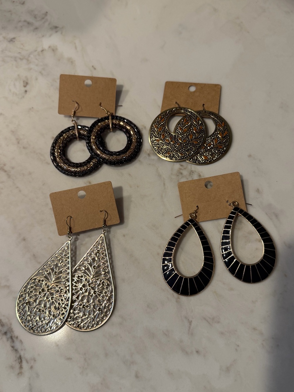 Filigree & Mixed Metal 4 Pack of Earrings